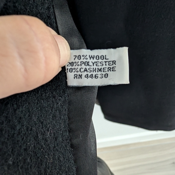 Karen Of Imported Fabric Black Long Wool Trench Coat Size 12 - Picture 5 of 9